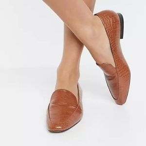 ASOS | Mindy Flat Loafers - Tan Croc